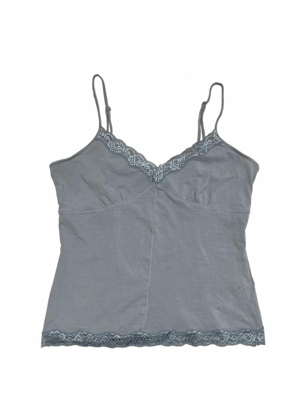 Y2K Mexx Grey Ish Blue Lace Trim Camisole Sz L Coquette 2000s Bella Swan Fairy